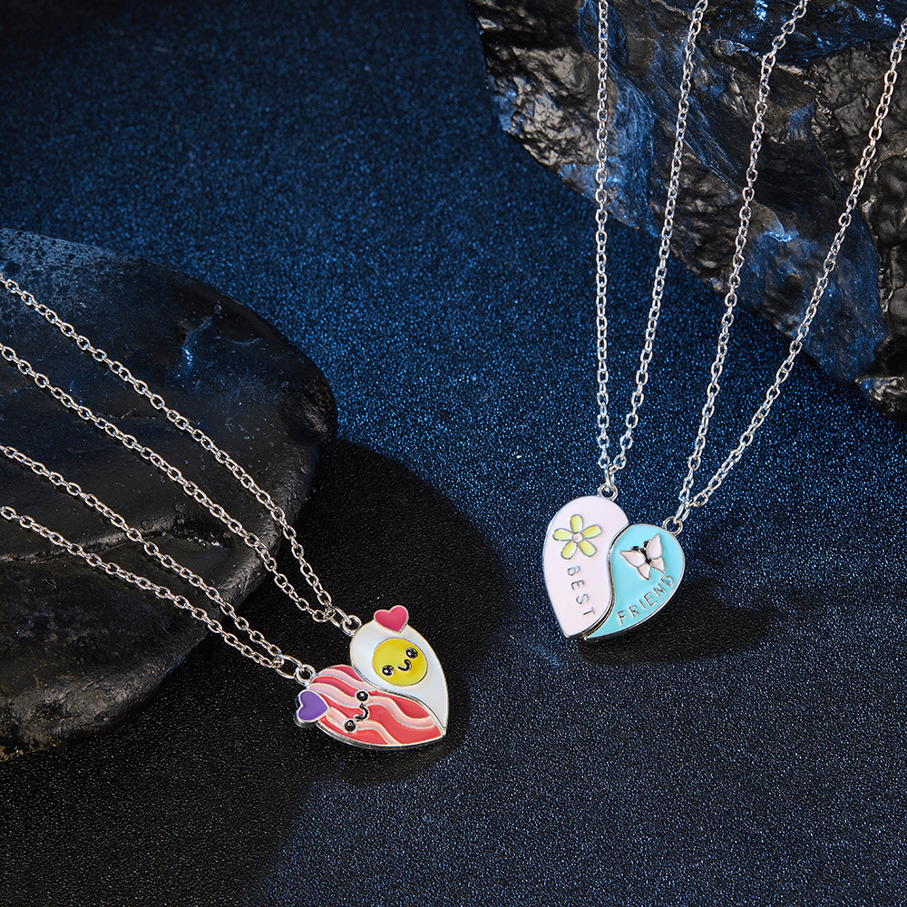 All Seasons Season Cute Letter Heart Shape Flower Alloy Cable Chain Pendant Necklaces Wholesale
