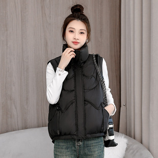 Foreign Trade 2024 Autumn and Winter Cotton Vest Women's Fashion All-match Outer Wear Slim Cotton Vest Cotton Vest Women's Jacket
