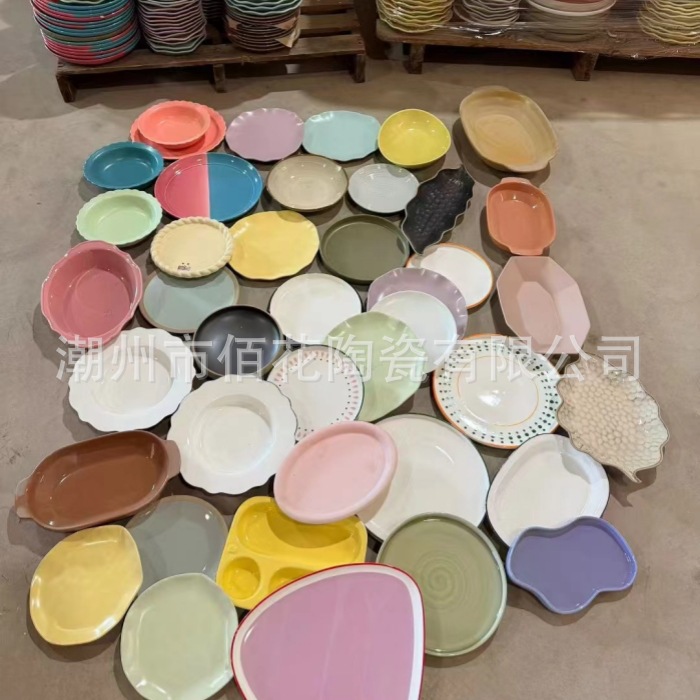 高温釉下彩杂盘热销陶瓷摆地摊货源日用餐具10元3样爆款随机发