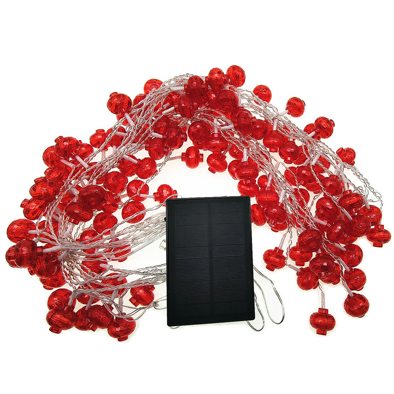 Lámpara de hielo solar de linterna roja 3 * 0.8m al aire libre lluvia de Año Nuevo Lámpara de decoración de jardín cadena de lámparas de jardín atmósfera