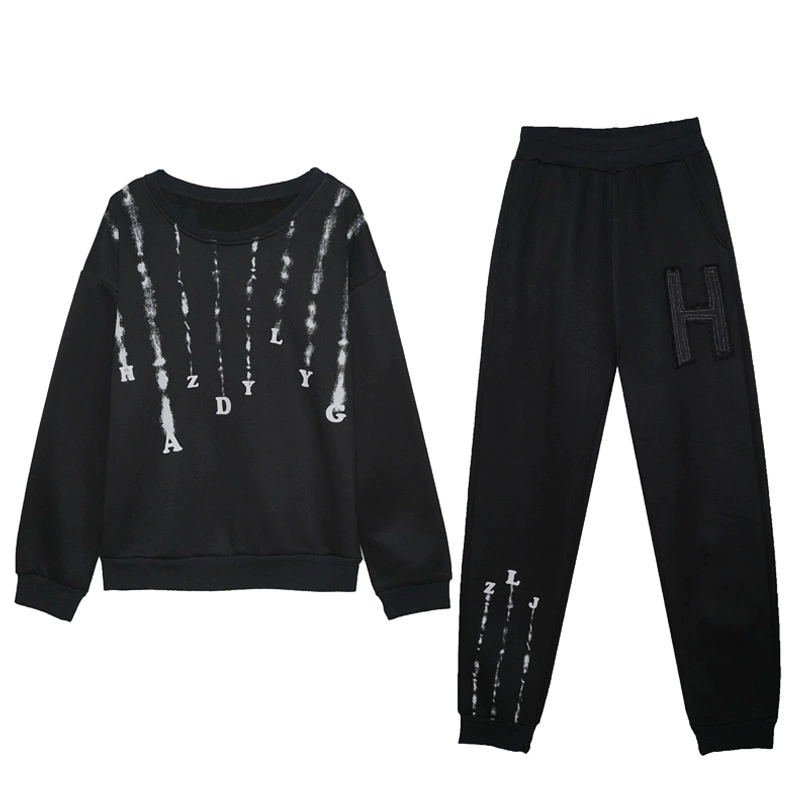 Warm set, denim sweatshirt, plus size, 2023 collection