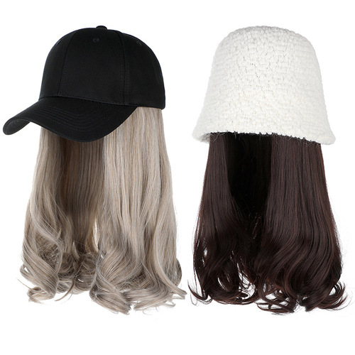 Wig manufacturer wholesale detachable long curly hair ladies fashion new hat wig European and American foreign trade supply