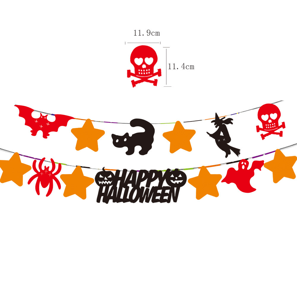 Halloween Garland gato negro Calabaza bate Bandera de papel bandera fantasma Festival Fiesta escena diseño decoración banner