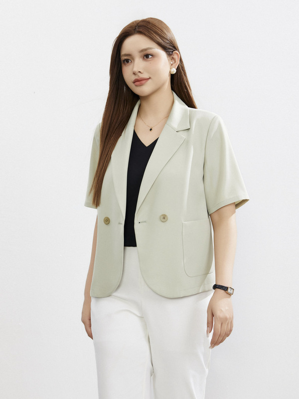 Xianlixiu 大きいサイズの女性のフレンチハイエンドの滑らかな気質半袖スーツジャケットファット mm2024 夏の新しいスタイル|undefined