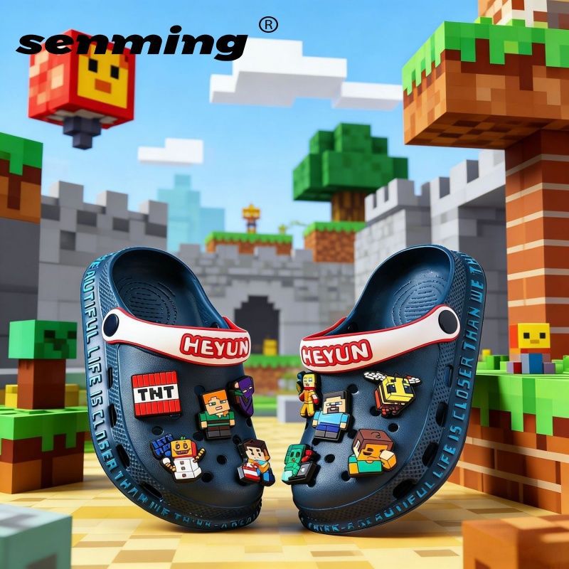 Minecraft Children's Clogs Boys' Slippers Summer New Non-Slip Parent-Child Home Boys' Beach Shoes Girls'