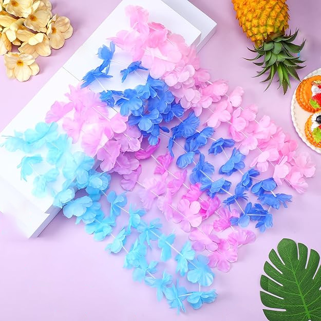24 pares de guirlandas hawaianas a granel guirlandas tropicales collares hawaianos decoración de cumpleaños fiesta de playa hawaiana