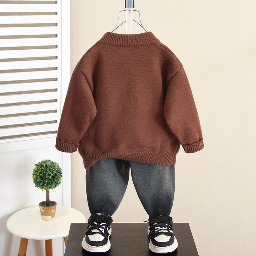 6534 suéter para niño otoño e invierno suéter de punto base para bebé fresco y guapo 2024 nuevo suéter de invierno para niños