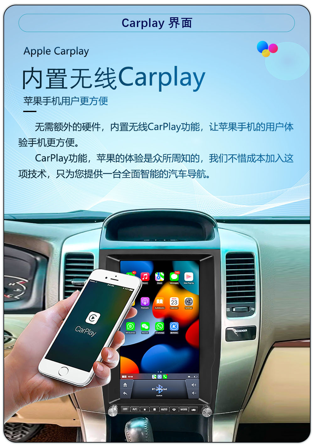 Suitable for 02~09 Toyota Prado 13.6inch Central Control Android Large Vertical Screen Carplay Car Navigation All-In-One Device