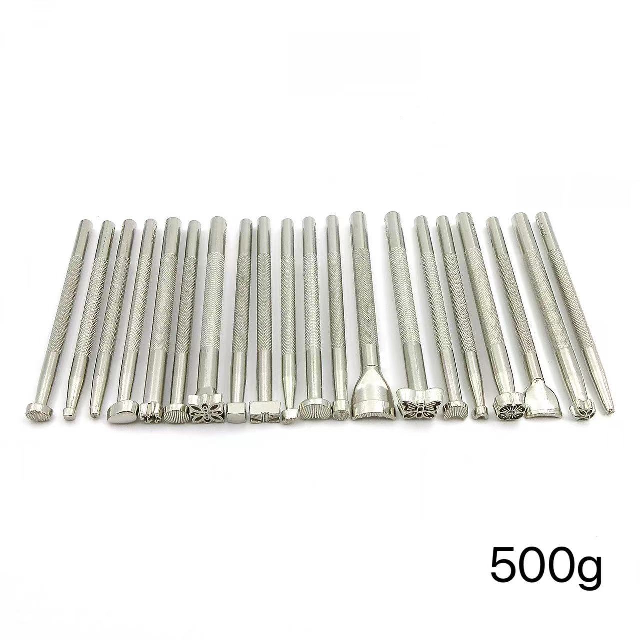 Artesanía Herramientas de cuero de bricolaje Tallado de cuero Herramientas de impresión Juego de 20 piezas Artículos de cuero estampados Bolsos de cuero Tallado Punzón de flores de golpe