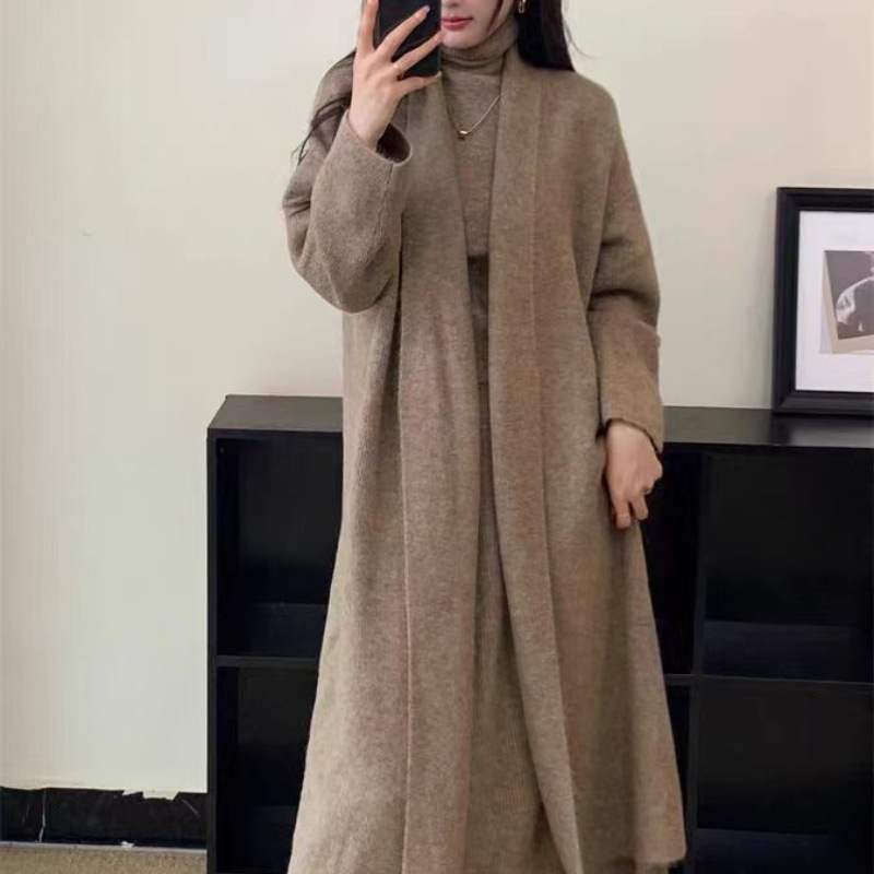 软糯针织衫三件套女秋冬新款显瘦宽松温柔风毛衣开衫裙子时尚套装|undefined