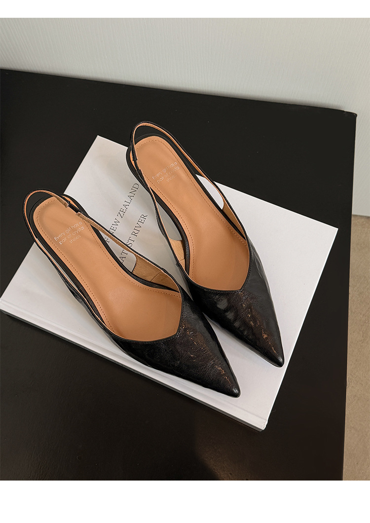 Sandal cao gót nữ mũi nhọn quai hậu dây khóa, gót 9 cm — màu nâu chi tiết 21