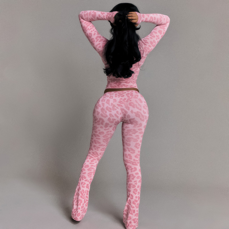 D25ST349秋季女装新款时尚连帽迷彩印花长袖运动修身长裤休闲套装|undefined