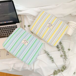 Cross-Border Ins Stripesd Computer Sleeve Bag 11inch iPad Pro Tablet Protective Cover 14inch Notebook Cosmetics Bag