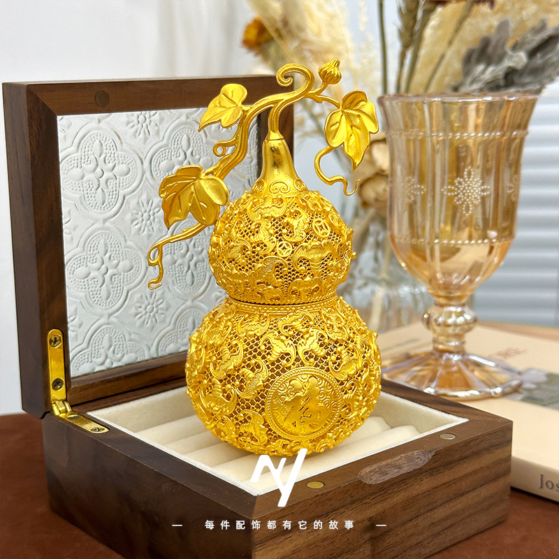 越南沙金久不掉色开合金丝福字大葫芦摆件新款装饰品摆件厂家批发