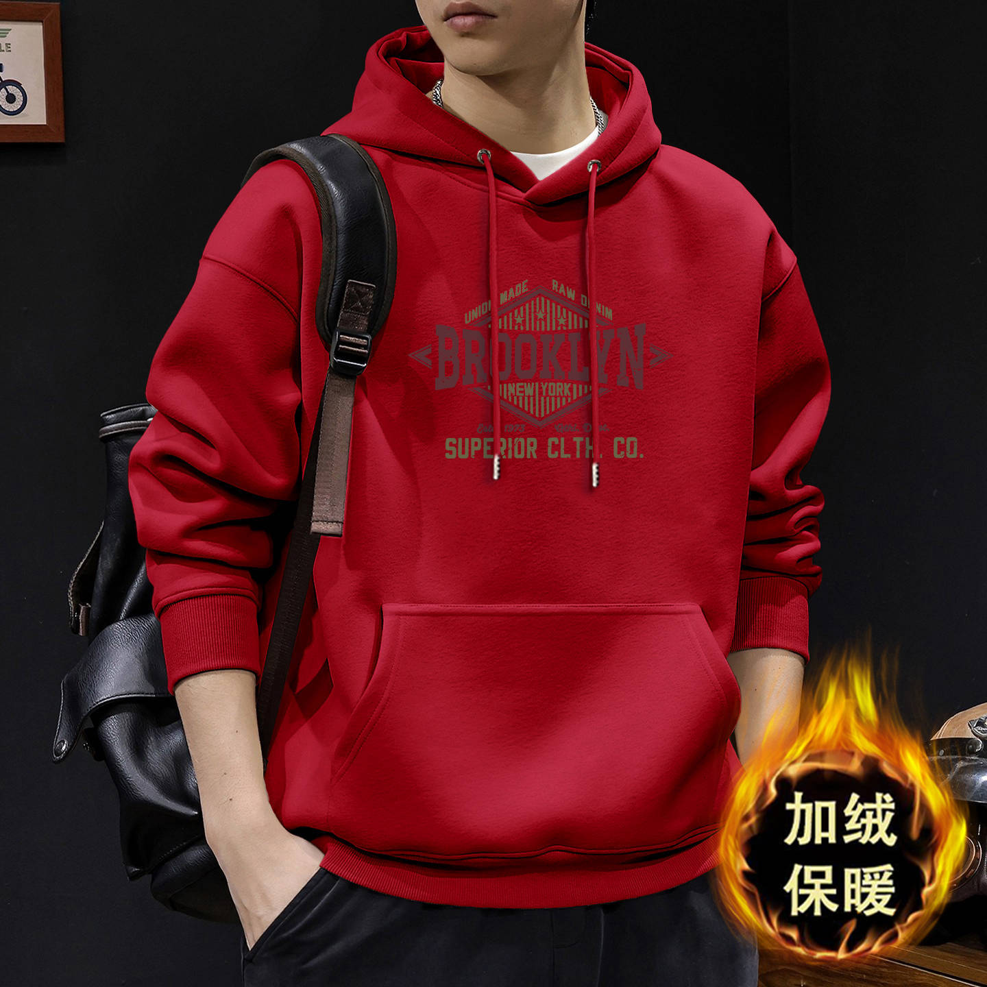 Chaqueta encapuchada para hombres otoño y invierno nuevo estilo de estilo de Hong Kong estilo coreano chaqueta grande suelta abrigo casual
