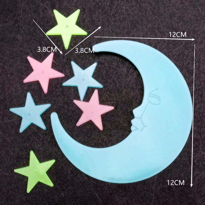 Estrellas de color luna pegatinas de luz nocturna meteoros luminosos pared decoración de ventana fluorescente transfronteriza pegatinas de refrigerador estrella cosmos image 26