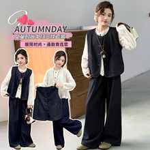 女童春秋款套装2025新款中大童复古洋气牛仔外套春装儿童春季童装