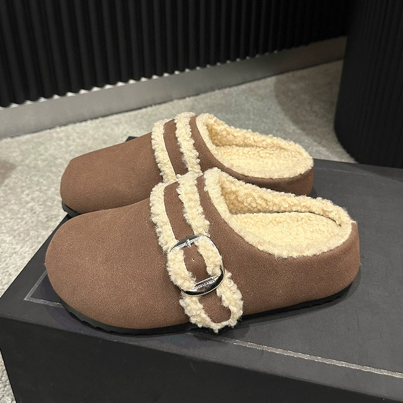 Ретро Birken хлопчатобумажные туфли женщины 2024 новые корейские зимние шерстяные тапочки носить повседневные туфли Muller с толстой подошвы