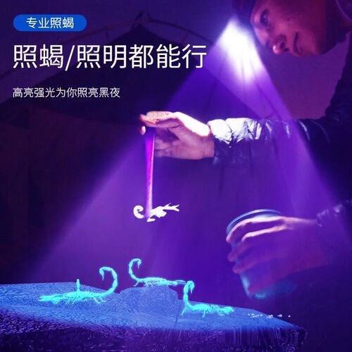 LED scorpion headlamp purple light ultra-bright flashlight outdoor head-mounted household long-range miner's lamp purple light white light