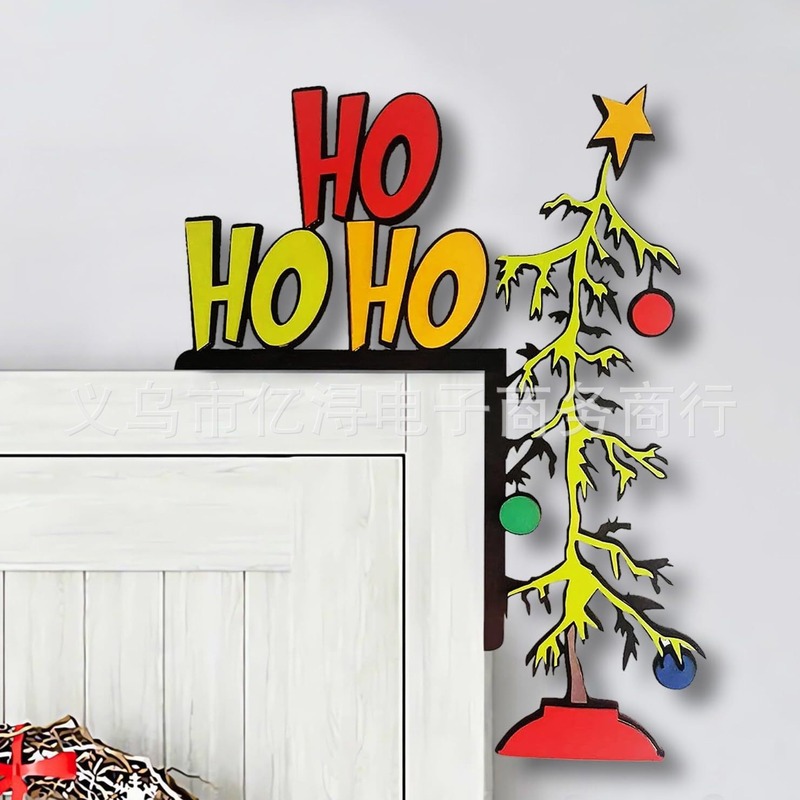 クリスマスのグリンチドアの装飾のペンダントクリスマスのグリンチの木製のドアのフレーム|undefined