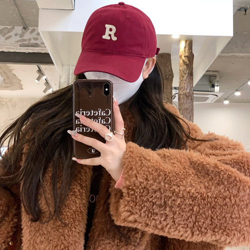 Internet celebrity style R letter peaked hat for women isn trendy brand soft top baseball cap hat for women