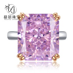 Muging Jewelry 2023 New 925 Silver Imported High Carbon Diamond Powder Ice Flower Cut 14*16 Large Carat European and American Ring