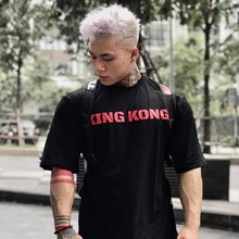 奥赛宽松潮牌男运动短袖T恤男夏季纯棉半分袖健身房跑步训练衣服