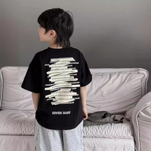 男童夏季趣味印花短袖T恤2024新款儿童透气纯棉上衣洋气短袖