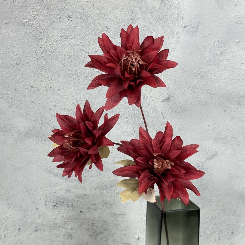 3 grandes crisantemos dahlia, accesorios de fotografía, decoración de boda, flores artificiales, flores de seda, flores falsas, ramo de flores