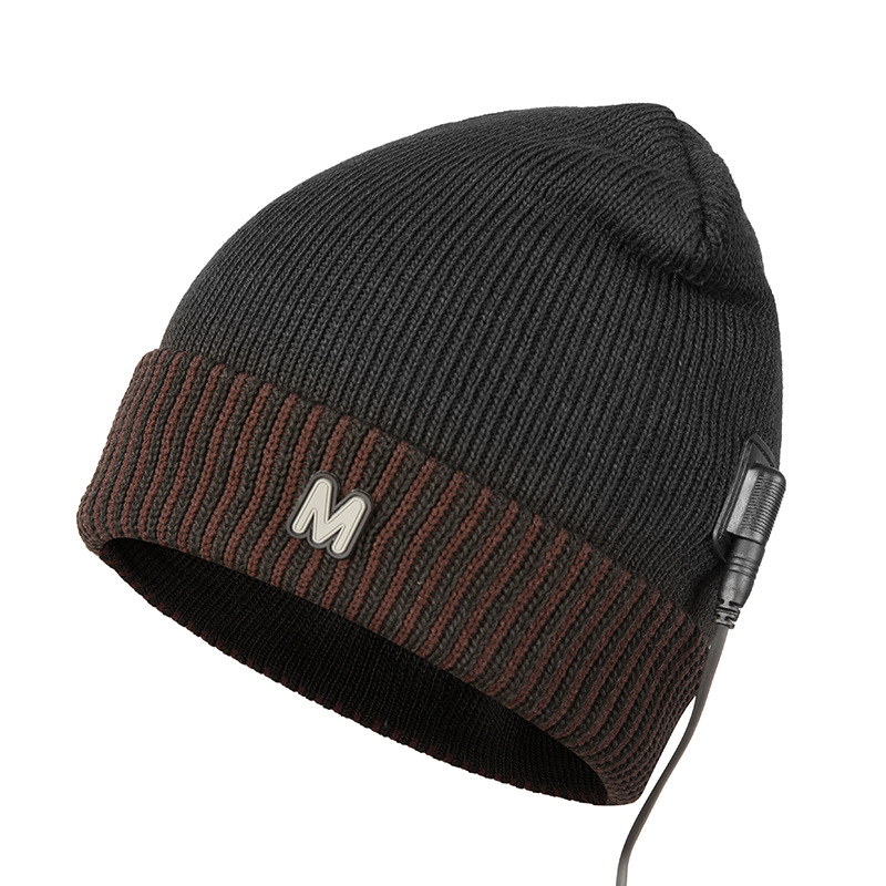 Heated HatsSmart usb charging heating hat Men's winter warm hat outdoor cold hat women's knitted flanged electric hat_voghion.com