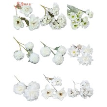 白色仿真花批发婚庆白花花艺花材装饰桔梗绢花花束绣球白玫瑰假花