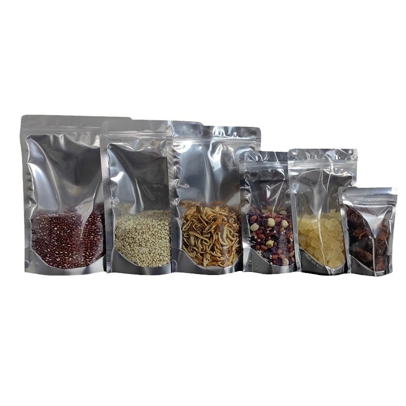 Yin y yang aluminio bolsa universal papel de aluminio chapado translúcido auto-permanente cremallera sellada bolsa de envasado de alimentos bolsa ziplock en stock