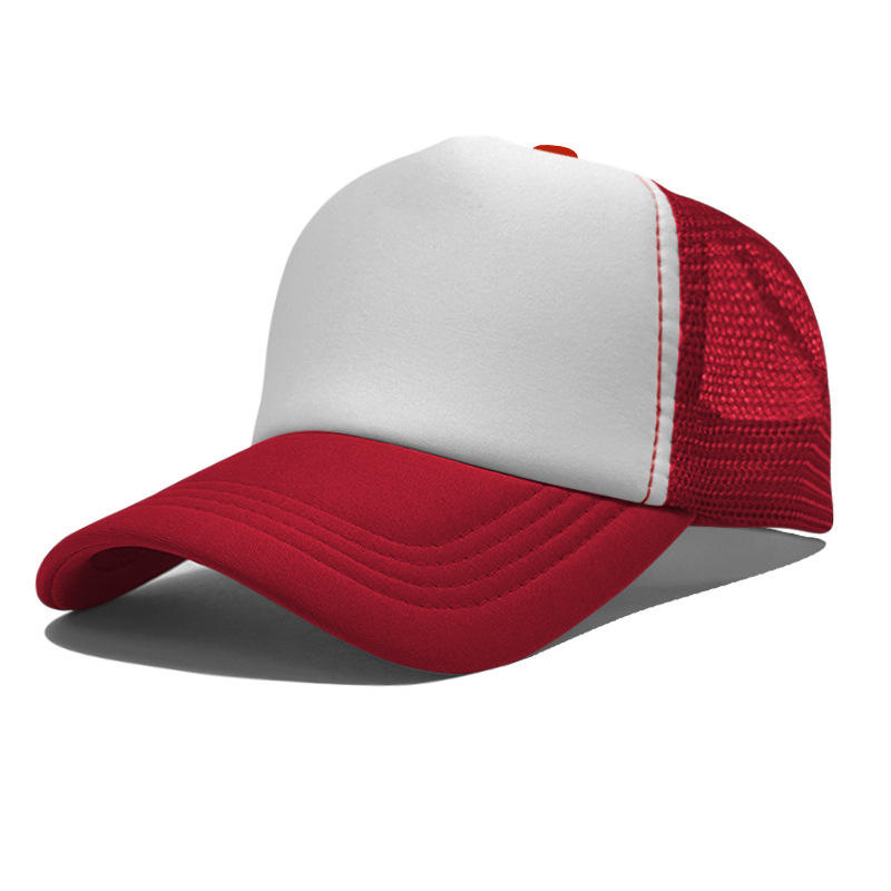 Gorra de malla de esponja con logo personalizado, gorra de béisbol de color sólido, comercio exterior transfronterizo, protección solar, gorra publicitaria con impresión personalizada, venta al por mayor.