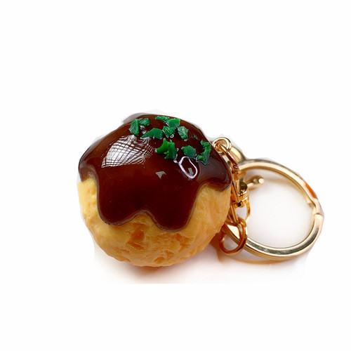 Fun and creative simulated food octopus balls dorayaki car keychain bag packaging pendant student gift