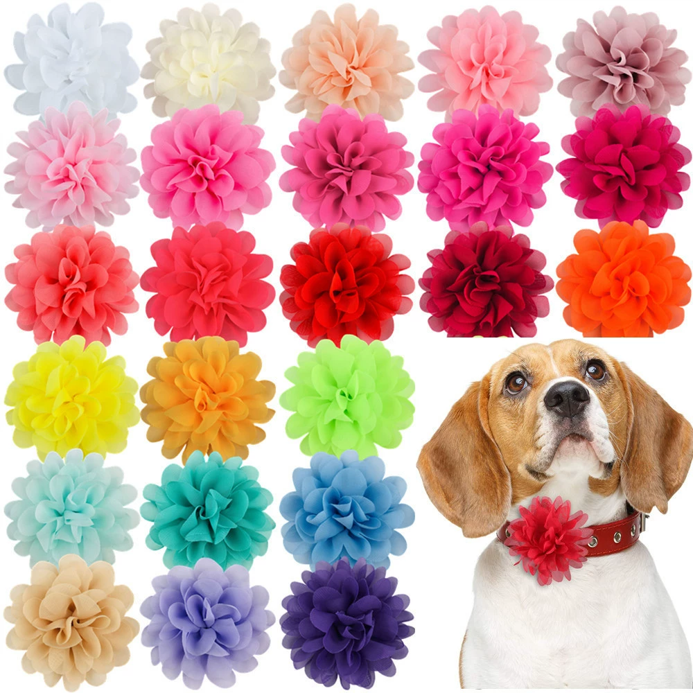 Внешняя торговля продает 10 см шифоновый цветок домашних животных ручной работы