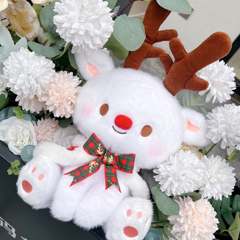 Regalos de Navidad, ciervos de Navidad y ciervos de Navidad muñecas, juguetes de peluche, lolly, nieve blanca, niños, niñas