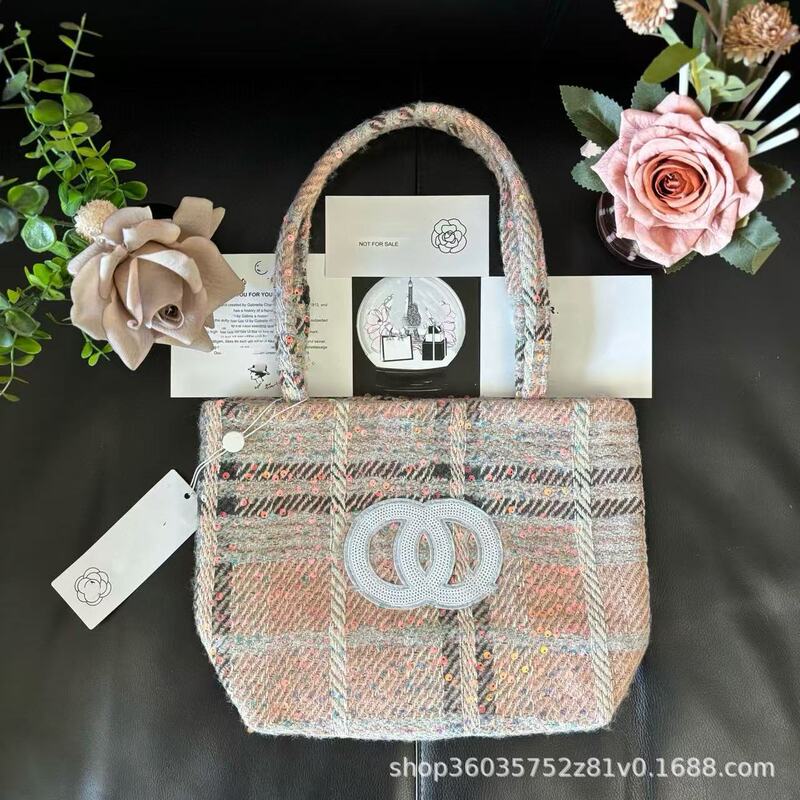 Cross-Border New Employee Uniform Tweed Bag Women's British Style Large Capacity Satchel Tote Shoulder Bag