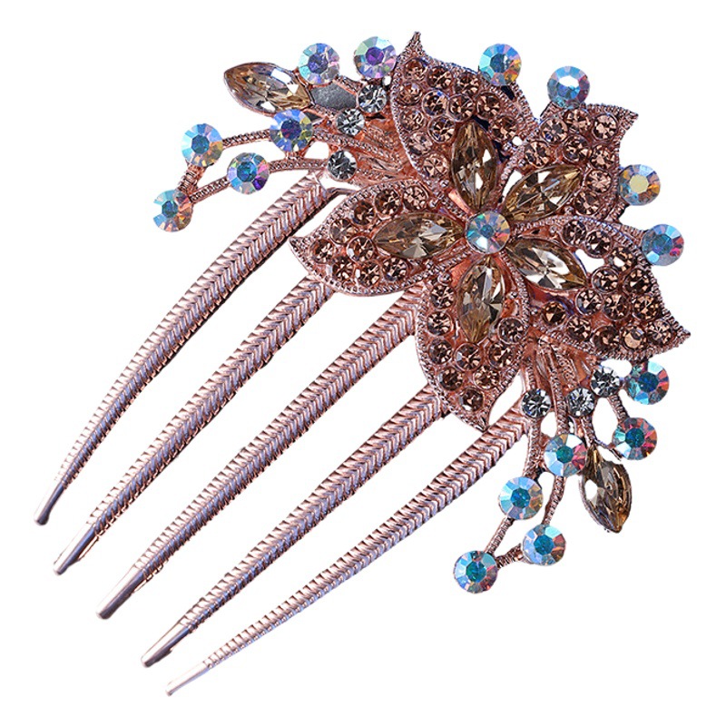 Corea del Sur rhinestone peine del pelo horquilla tocado insertar peine updo accesorios para el cabello mujer adulta cabeza de la bola rizador de pelo accesorios