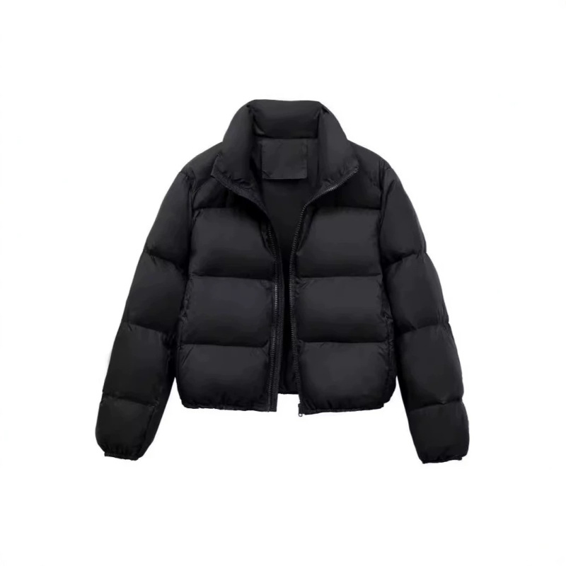Solid Color Short Kendall Jenner Style Women's Autumn and Winter Jacket Fashion Thick Warm Zipper Puffer Coat Cotton Jacket Trendy Solid Color Short Kendall Jenner Style Women's Autumn and Winter Jacket Fashion Thick Warm Zipper Puffer Coat Cotton Jacket Trendy