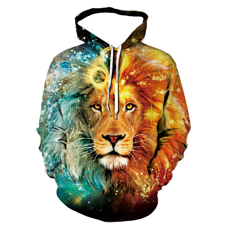 2025 Spring and Autumn New Men's Retro Classic Sweatshirt Beast Lion 3D Print Fashion Casual Sweatshirt