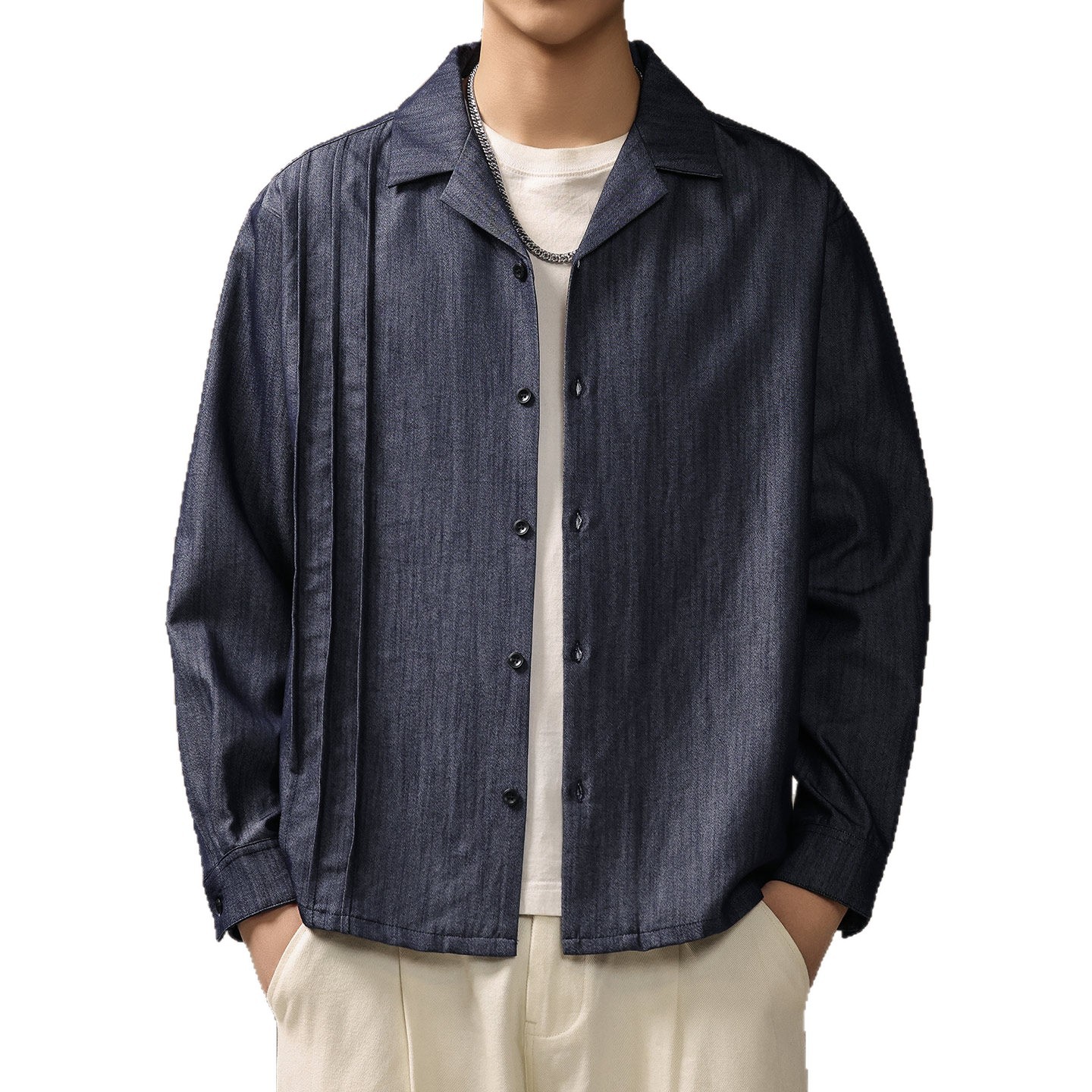 High-end American Retro-style Cuban Collar Long-sleeve For Men, 2026 Spring And Autumn New Model, Loose Fit,_voghion.com