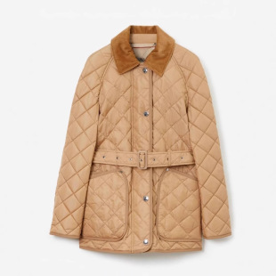 24 Autumn and Winter New British Style Women's Corduroy Collar Straight Loose Diamond Waist Mid-length Classic Cotton Coat Coat