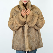 实拍~跨境爆款真兔毛皮草外套女中长款毛毛大衣显瘦保暖秋冬新款