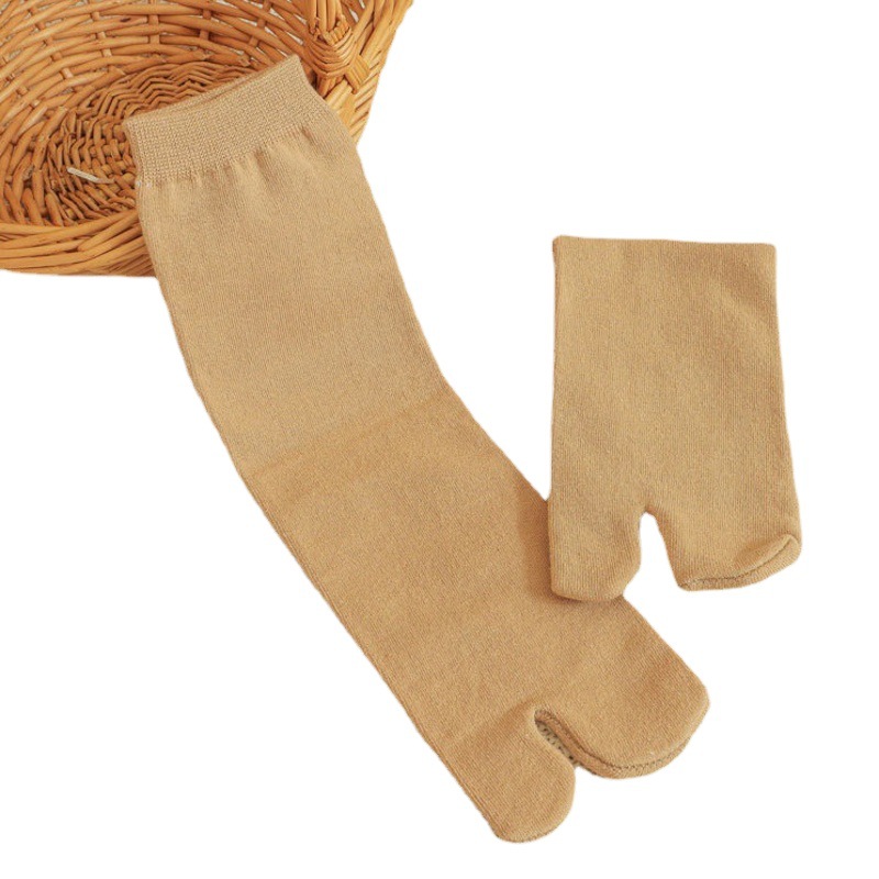 Calcetines de dos dedos Calcetines de madera japoneses dulces Bolsa de pie japonés Calcetines de media pantorrilla de dos dedos calcetines de algodón de color sólido para hombres y mujeres
