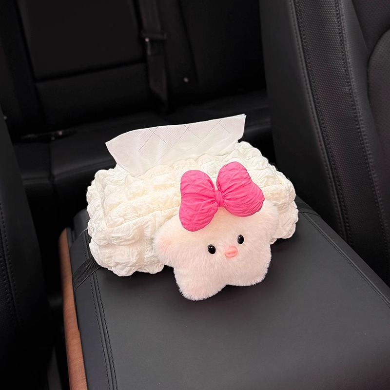 2025 nueva caja de pañuelos para coche, caja de reposabrazos para coche, bolsa de pañuelos, caja de dibujo de pañuelos para coche, cerdo, niña linda