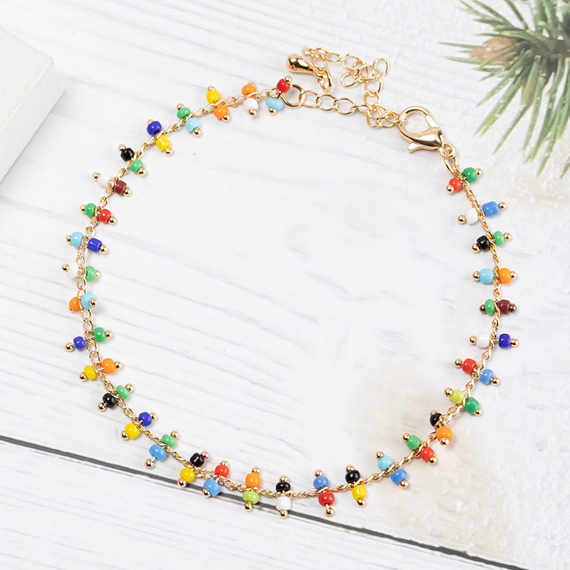 1 Piece Ethnic Style Star Alloy Seed Bead Beaded Inlay Artificial Diamond Womenu0027S Anklet