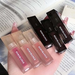 HERORANGE~ Cold Tea Mist Texture Matt Lip Lacquer Crystal Mist Velvet Finish Long-Lasting Color False Bare Skin Nude Lip Color
