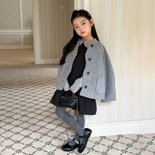 圣诞年款氛围感穿搭！女童韩版洋气精致贵气质感气质毛呢外套上衣