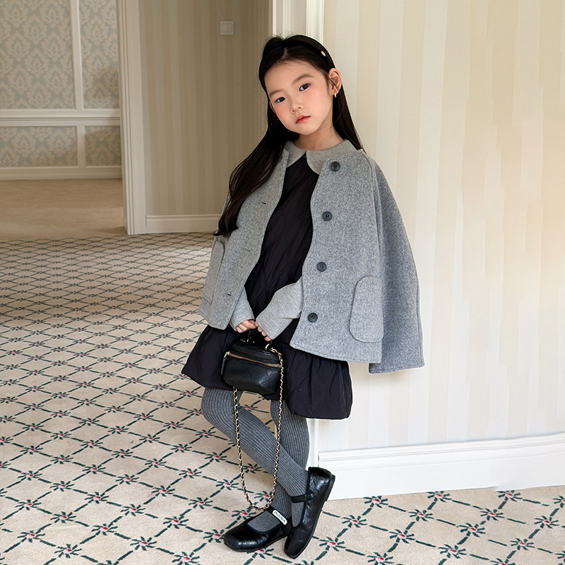 圣诞年款氛围感穿搭！女童韩版洋气精致贵气质感气质毛呢外套上衣