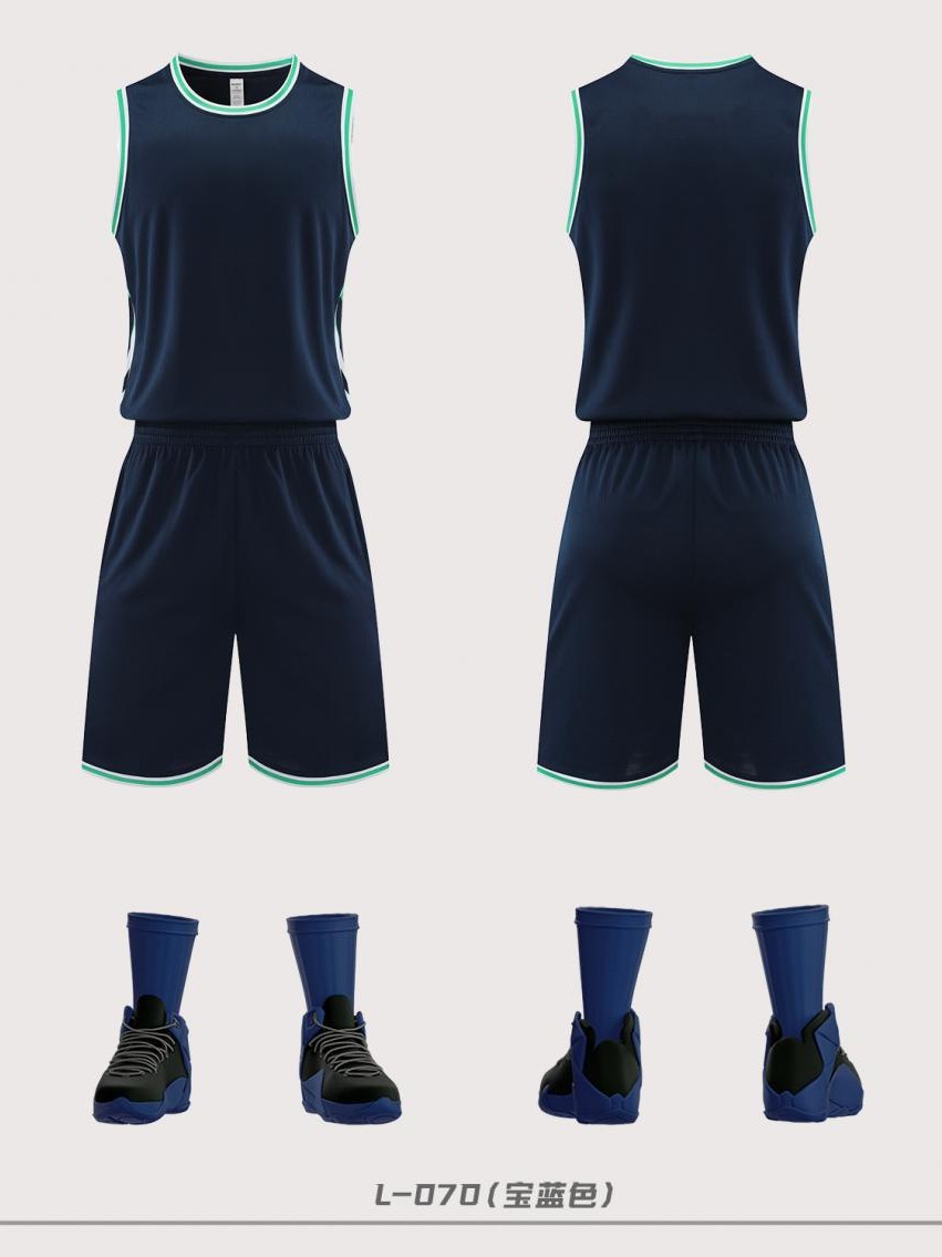 Venta directa de fábrica 25 años de modelos explosivos de bola azul Traje de entrenamiento para niños Traje de uniforme del equipo Competencia deportiva de secado rápido L070